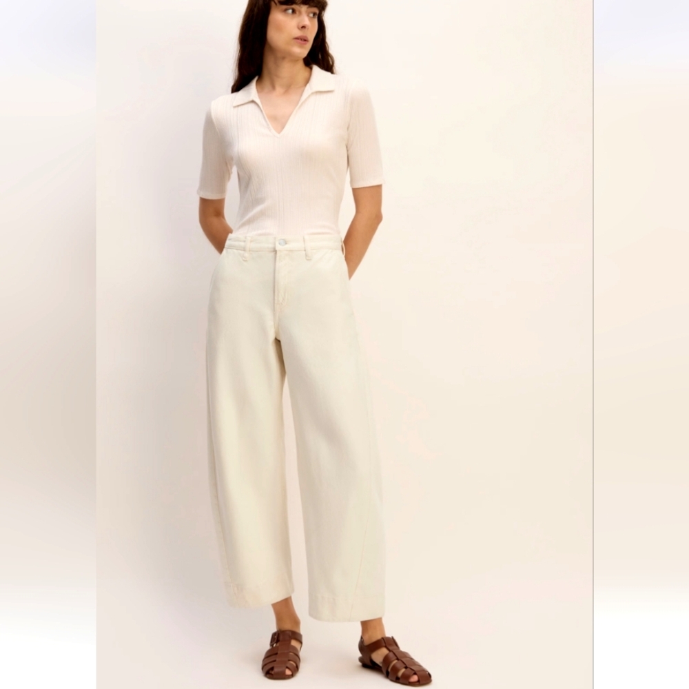 Everlane Women's Cream Wide Leg Jeans